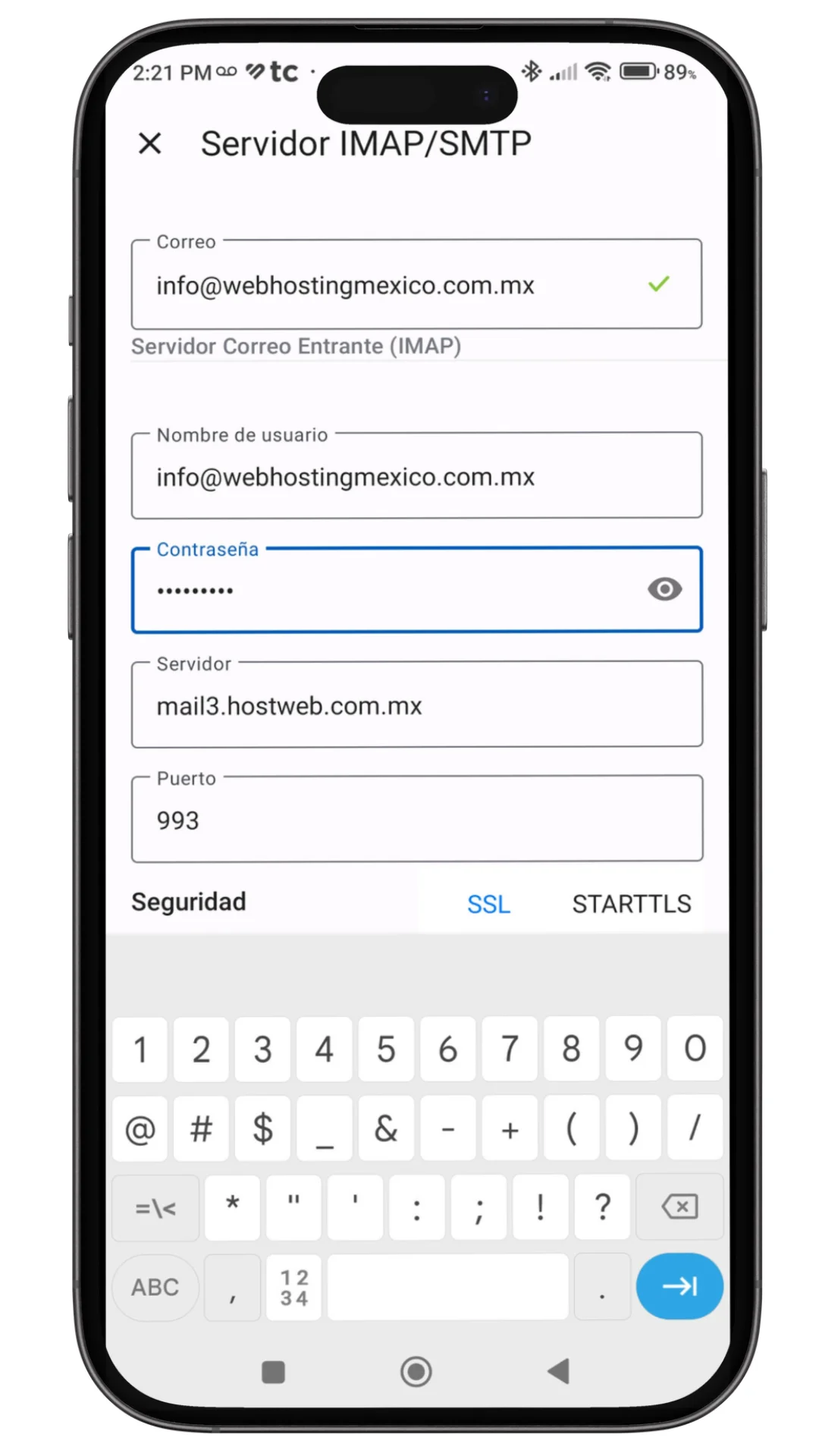Configuración Spark Mail Android
